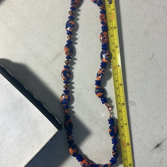 Handmade necklace and earring set. Stone and beads. - Picture 3 of 3